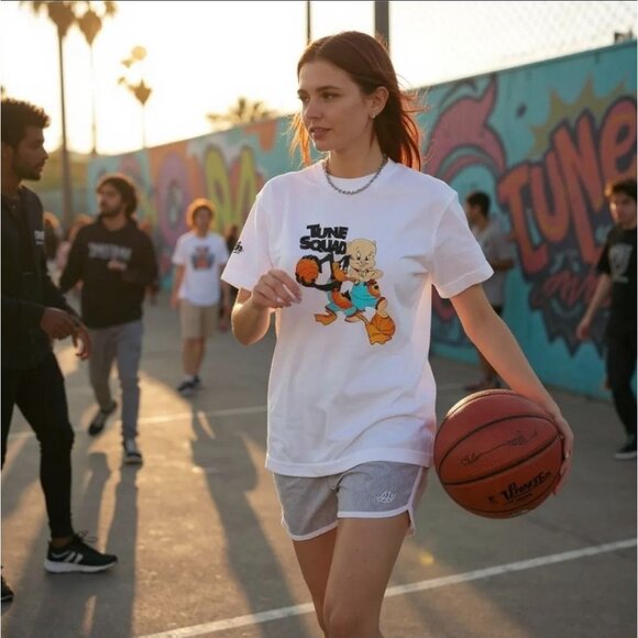 Tune Squad White Graphic Tee by Tealer – Space Jam Throwback Edition NWT M - Picture 2 of 3